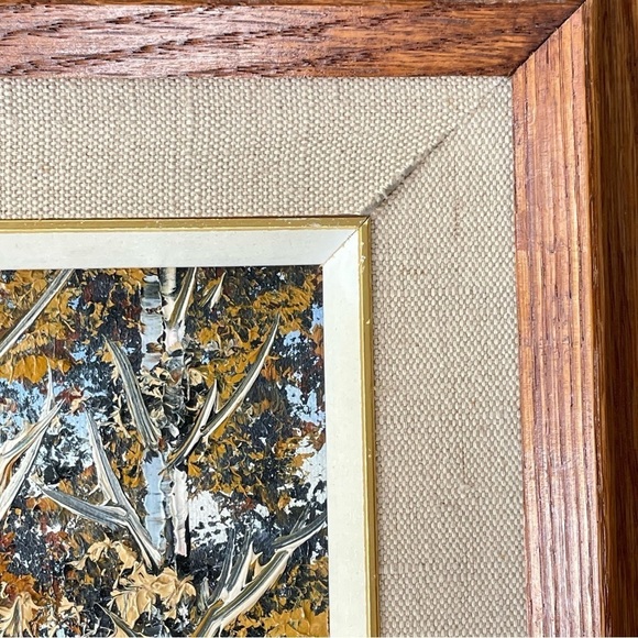 VINTAGE Oil on Canvas Painting Autumn Lake Scene Signed by Artist - Picture 7 of 12